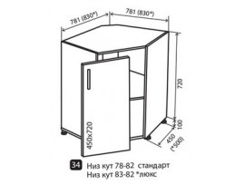 Кухня Alta Низ №34 (780/880-820) угол трапеция